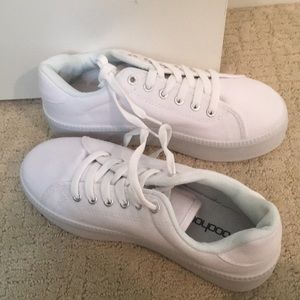 Boohoo white platform sneakers